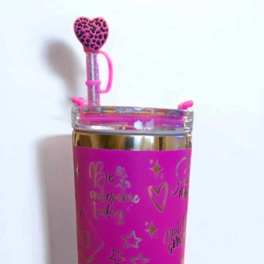 Engraved Self Love Motivational Quotes 40oz Tumbler with Straw Topper Pink